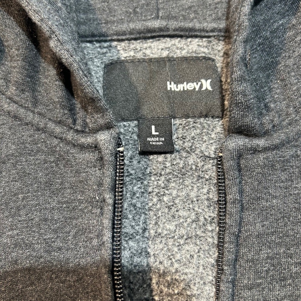 Hurley Mens Full Zip Hoodie Gray Logo Fleece Jacket Large - Picture 5 of 8